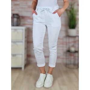 Megkötős, gumis és magas derekú, fehér nadrág S-XL-ig